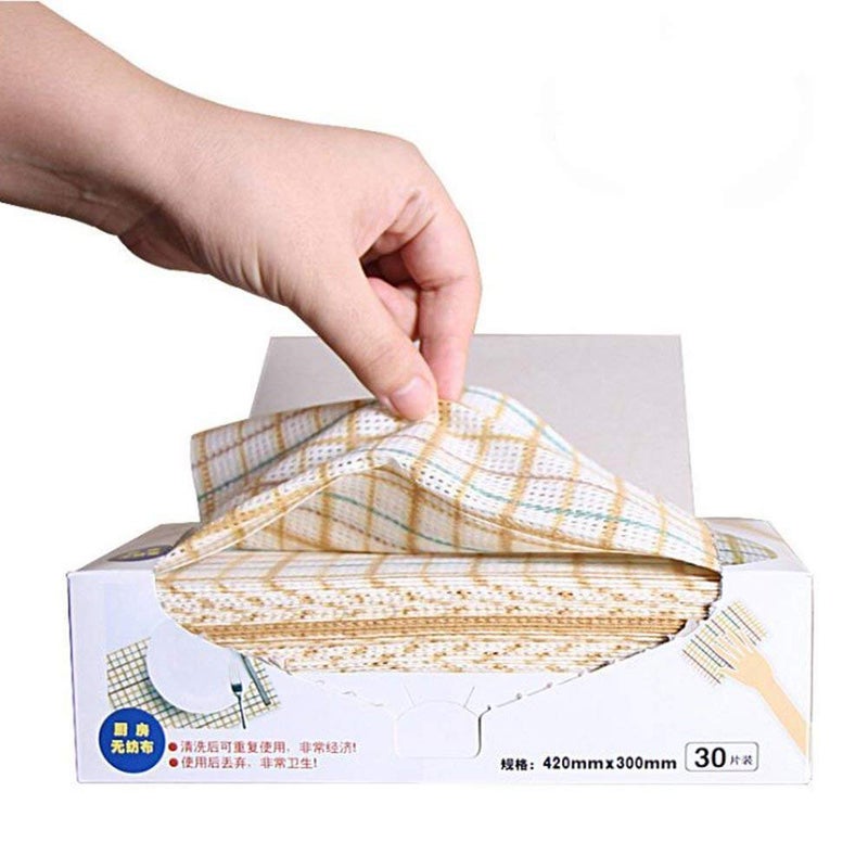 Sionoiur Cleaning Towels Disposable Dish Cloths Nonstick Fiber Reusable Handy Wipes House Kitchen Cleaning Cloth Wiping Rags Placemats Absorbent Dry Quickly, A Box of 30 Pcs - Image 2